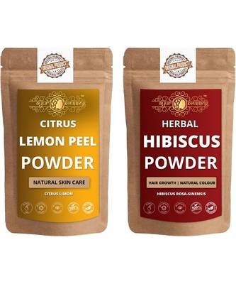 Lemon Peel and Hibiscus Powder Skin Care Products Combo  Face Pack  Skin Care (100 Gram * 2) 1