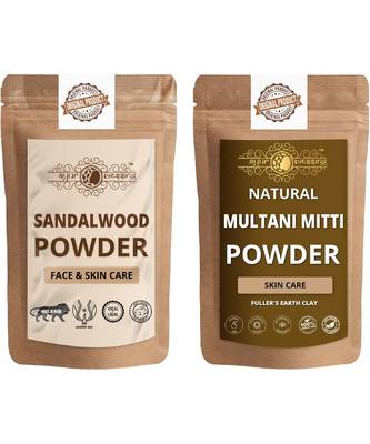 Chandan and Multani Mitti Powder Skin Care Products Combo  Face Pack  Skin Care (100 Gram * 2) 1