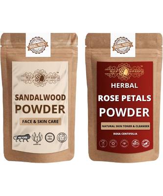Chandan and Rose Petals Powder Skin Care Products Combo  Face Pack  Skin Care (100 Gram * 2) 1