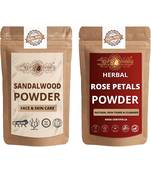 Chandan and Rose Petals Powder Skin Care Products Combo  Face Pack  Skin Care (100 Gram * 2)