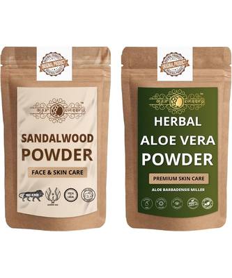 Chandan and Aloe Vera Leaf Powder Skin Care Products Combo  Face Pack  Skin Care (100 Gram * 2) 1