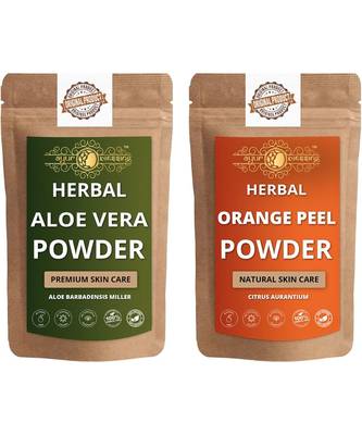Aloe Vera Leaf and Orange Peel Powder Skin Care Products Combo  Face Pack  Skin Care (100 Gram * 2) 1