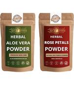Aloe Vera Leaf and Rose Petals Powder Skin Care Products Combo  Face Pack  Skin Care (100 Gram * 2)