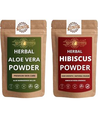 Aloe Vera Leaf and Hibiscus Powder Skin Care Products Combo  Face Pack  Skin Care (100 Gram * 2) 1