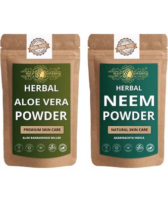 Aloe Vera Leaf and Neem Powder Skin Care Products Combo  Face Pack  Skin Care (100 Gram * 2) 1