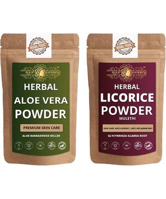 Aloe Vera Leaf and Licorice Powder Skin Care Products Combo  Face Pack  Skin Care (100 Gram * 2) 1