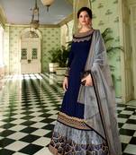 Super model nevy blue rangoli georgette sharara style Suit