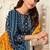 Navy Blue Cotton Printed Salwar Kameez