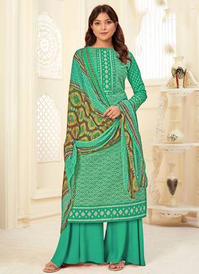 Turquoise Cotton printed Salwar Kameez 1