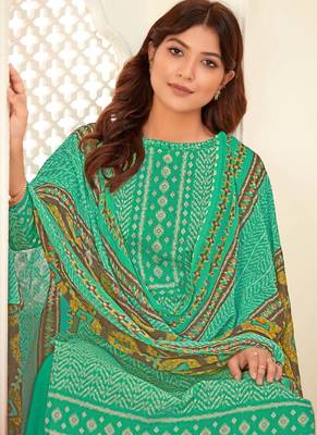 Turquoise Cotton printed Salwar Kameez 2