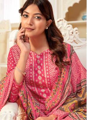 Dark Pink Cotton printed Salwar Kameez 2