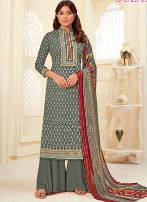 Grey Cotton printed Salwar Kameez 1