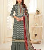 Grey Cotton printed Salwar Kameez