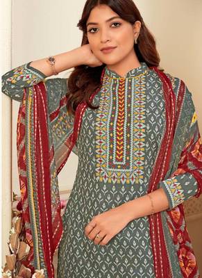 Grey Cotton printed Salwar Kameez 2