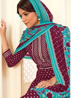 Wine printed Cotton Salwar Kameez 2