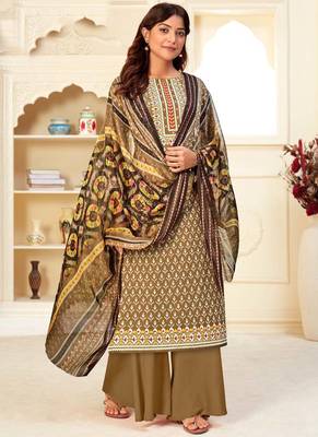 Beige Cotton printed Salwar Kameez 1