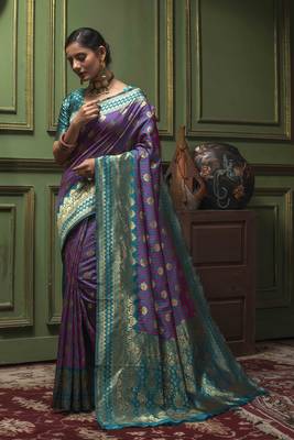 Pink Woven Art Silk Saree With Blouse 1