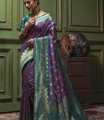 Pink Woven Art Silk Saree With Blouse