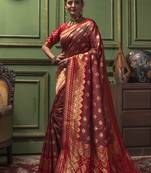 Red Woven Art Silk Saree With Blouse