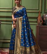 Blue Woven Art Silk Saree With Blouse