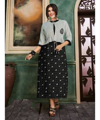 Black Bio Washed Cotton Designer Kurti 1