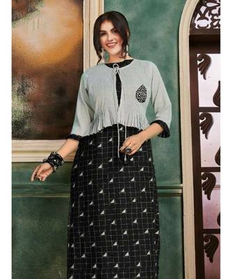 Black Bio Washed Cotton Designer Kurti 2