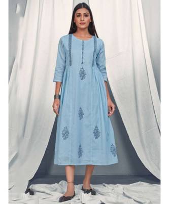 Blue Bio Washed Cotton Designer Kurti 1