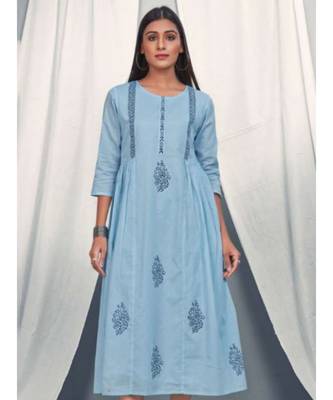 Blue Bio Washed Cotton Designer Kurti 2