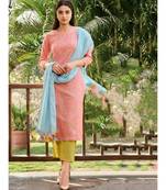 Pink Cotton Linen KURTI  PANNT & Dupatta set