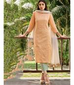 red Cotton Linen KURTI  PANNT &  Dupatta set