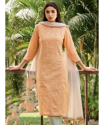 red Cotton Linen KURTI  PANNT &  Dupatta set 2