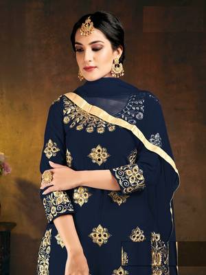 Blue embroidered silk cotton salwar 2