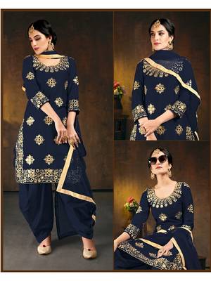 Blue embroidered silk cotton salwar 3