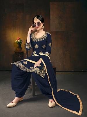 Blue embroidered silk cotton salwar 4