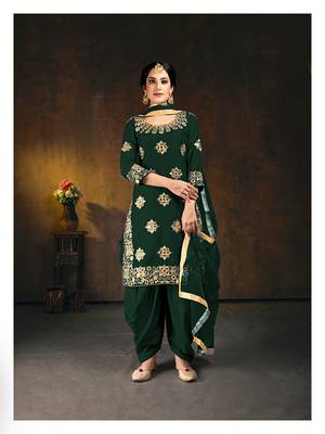 Green embroidered silk cotton salwar 1