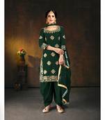 Green embroidered silk cotton salwar