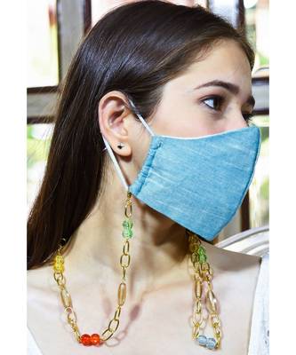 CRACKLE Multi Color, Champagne Gold Necklace Mask Chain Eyeglass chain 1
