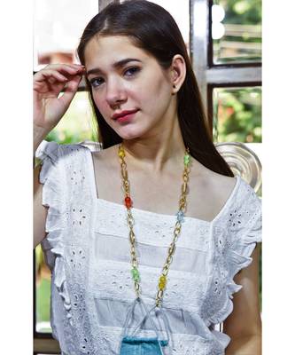 CRACKLE Multi Color, Champagne Gold Necklace Mask Chain Eyeglass chain 2