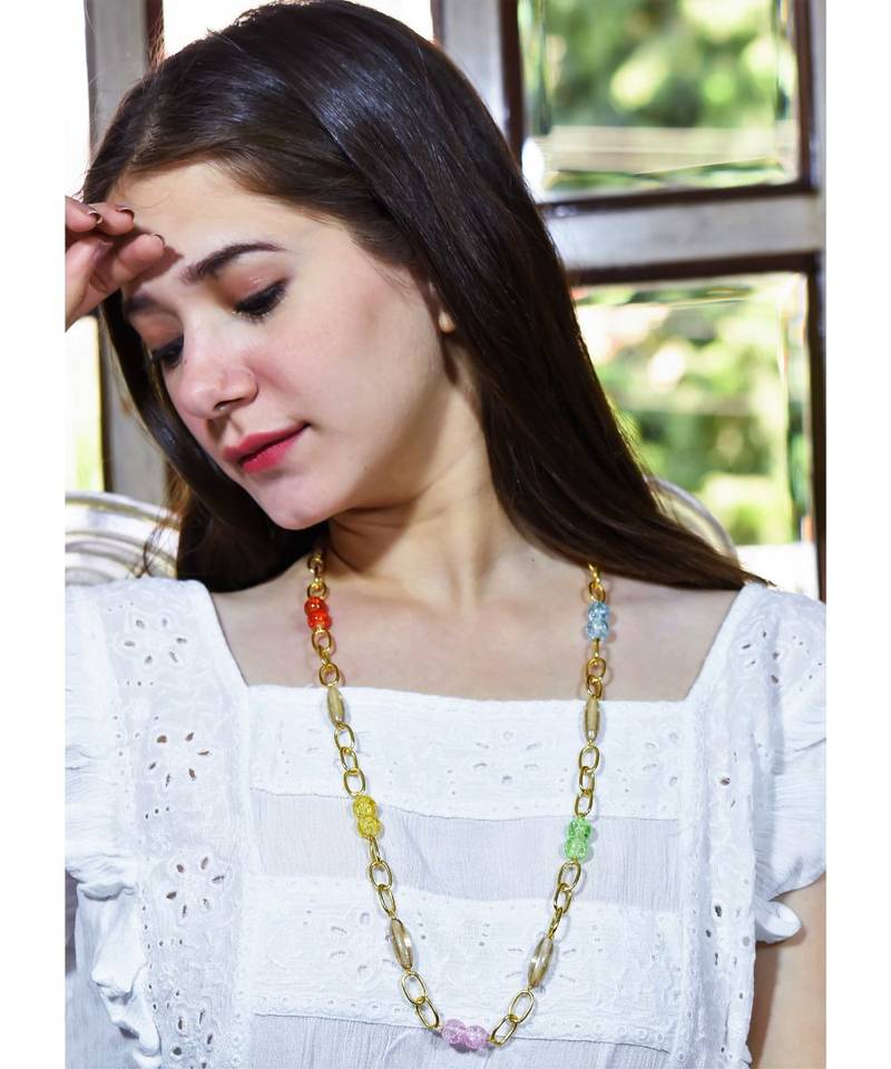 CRACKLE Multi Color, Champagne Gold Necklace Mask Chain Eyeglass chain