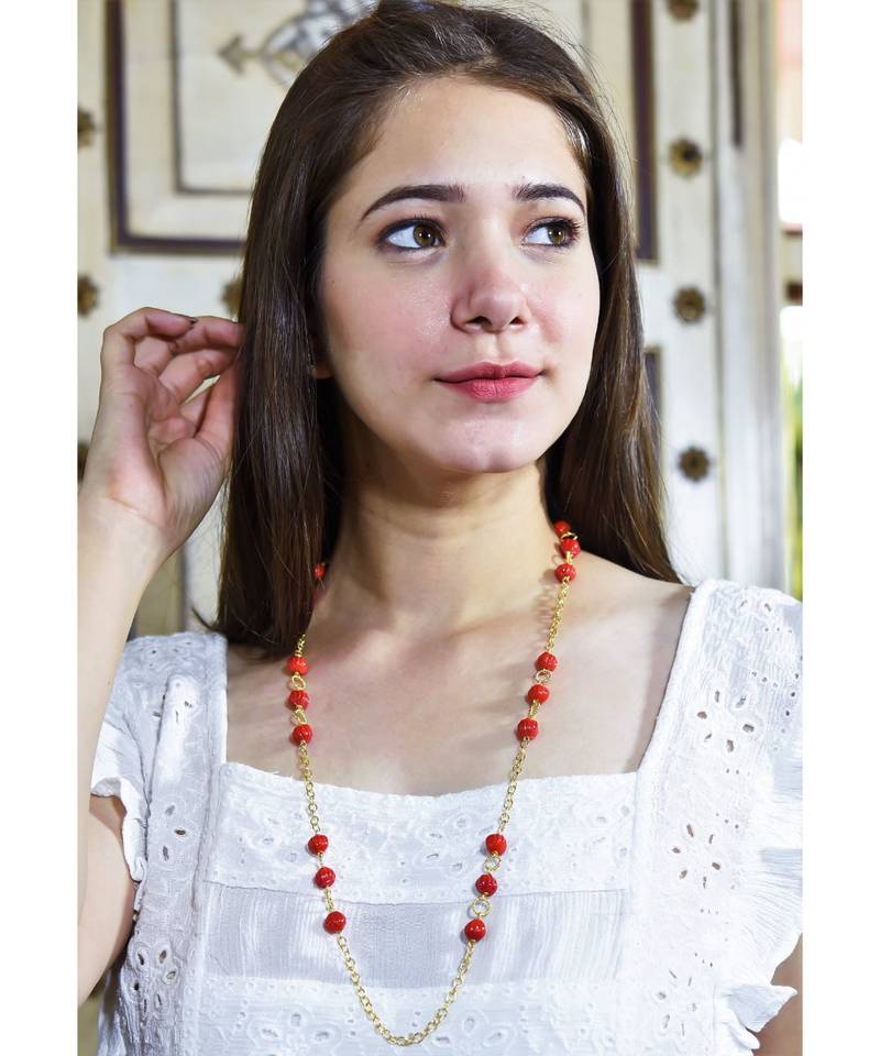 TWIST Coral Glass Necklace Mask Chain Eyeglass  Chain