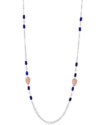 Lustre Peach Leaves & Blue Beads Necklace Mask Chain Eyeglass Chain 1