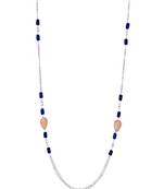 Lustre Peach Leaves & Blue Beads Necklace Mask Chain Eyeglass Chain