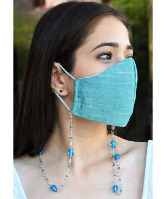 MARINA Peach & Aqua Beads Necklace Mask Chain Eyeglass Chain 1