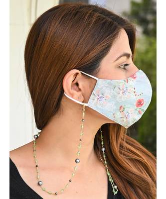 FASHIONISTA Black Pearl, Green Crystals Necklace Mask Chain Eyeglass Chain 1