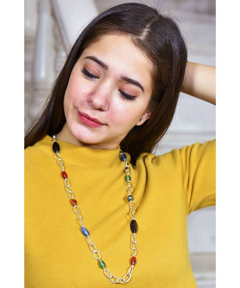 COUTURE Multi Color SILVER Necklace Mask Chain Eyeglass Chain