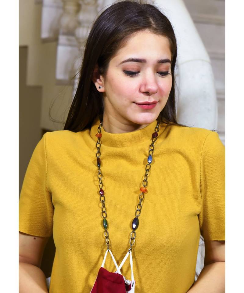 COUTURE Multi Color BLACK Necklace Mask Chain Eyeglass Chain