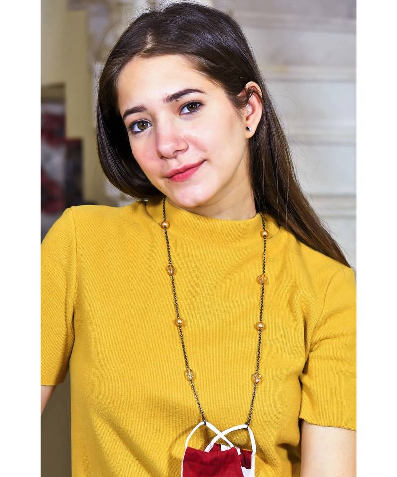 FOREVER Champagne Pearl & Beads Necklace Mask Chain Eyeglass Chain