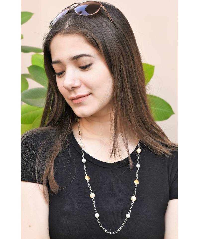 ELEMENTS Pearl, Gold & Silver Necklace  Mask Chain Eyeglass Chain
