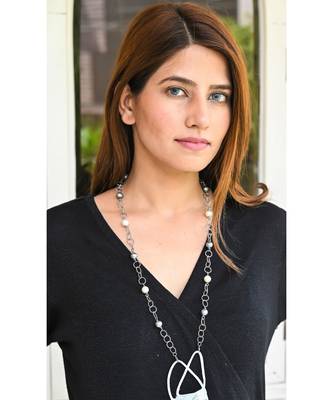 Black & White Pearl  Rope Necklace Mask Chain Eyeglass Chain 2
