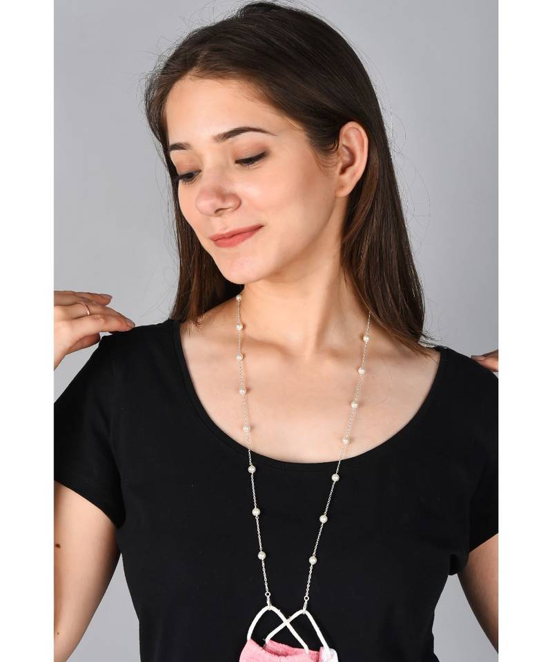 CLASSIC  White Pearl Necklace Mask Chain Eyeglass Chain